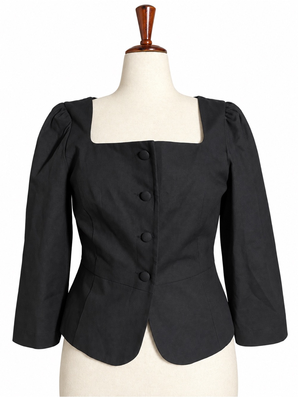 H&M Black Square-Neck Peplum Blazer